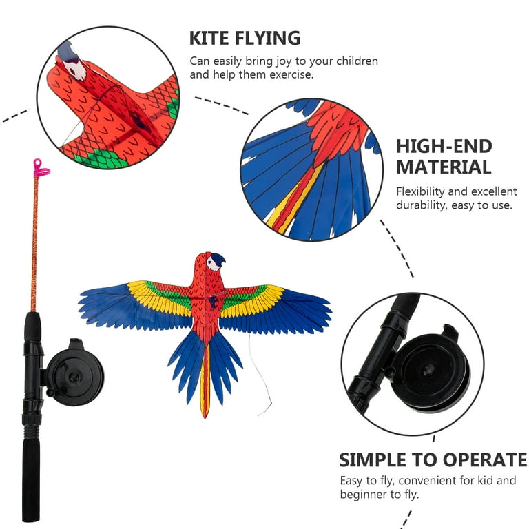 3 Sets of Outdoor Cartoon Kite Children Garden Kite Toy Fishing Rod Dynamic  Kite