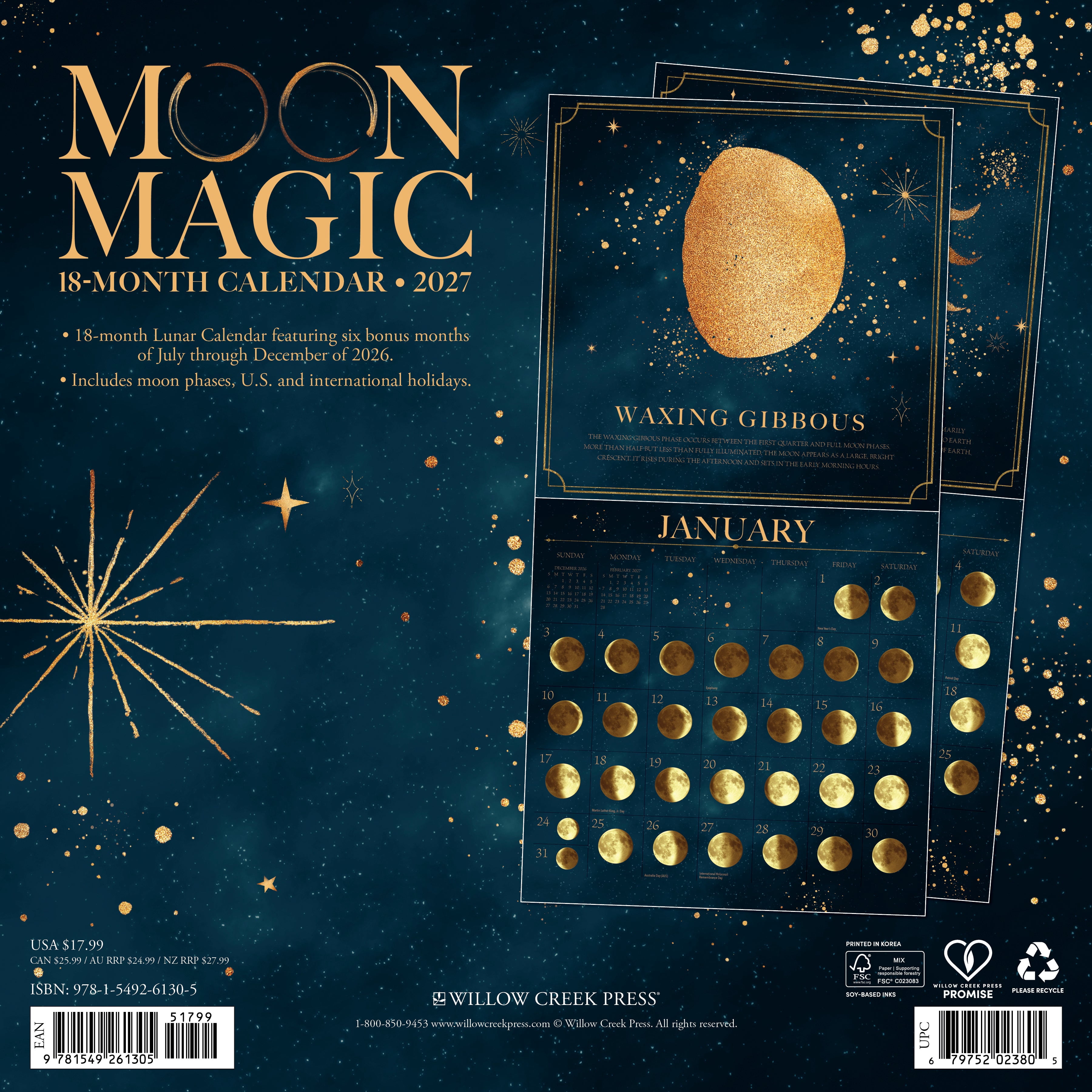 Willow Creek Press, Moon Magic 2027 Wall Calendar