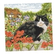 thumbnail image 3 of veasfak Beautiful Floral Cat Cottage Cross Stitch Pre-printed Home Ornament 14CT, 3 of 8