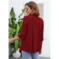 thumbnail image 3 of SHOWMALL Cardigans Légers Décontractés pour Femmes à devant Ouvert, Doux et Drapé, Manches 3/4, Taille US Petite, Rouge Vin, 3 of 7