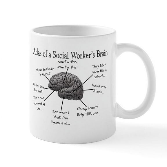 CafePress - Atlas Of A Social Workers Brain Mugs - 11 oz Ceramic Mug - Novelty Coffee Tea Cup