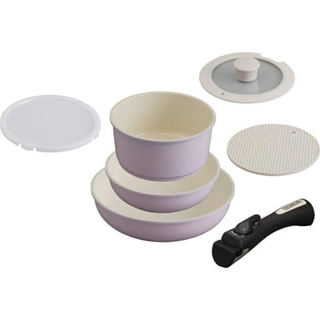

Iris Ohyama frying pan pan 6-piece set 26cm 20cm ih compatible lid ceramic color pan pink// Silicone
