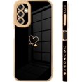 thumbnail image 4 of for Samsung Galaxy A14 5G Case Love Heart Plating, Cute Pattern Luxury Elegant Cover for Girls Women, Camera Protector TPU Full Body Protection Case-Black, 4 of 10