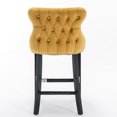 thumbnail image 6 of Smilegend Set of 2 Velvet Upholstered Barstools, Wingback Counter Height Chairs with Button Tufted Backrest, Wooden Legs and Chrome Nailhead Trim, Modern Leisure Bar Chairs (Gold), 6 of 8
