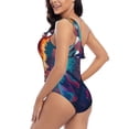 thumbnail image 4 of Picia Starry Sky White Cloud Puppy Pattern Women's One Piece Swimsuits,One Shoulder Swimwear Asymmetric ,Ruffle Monokinis Bathing Suits,High Waisted Flattering Bathing Suits-Small, 4 of 8