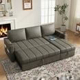 thumbnail image 6 of COPIAE 89” L Shaped Sofa Sleeper, Sectional Sofa Bed with Hidden Storage, Modern Piano Design Pull Out Sofa for Living Room Bedroom, Grey, 6 of 8
