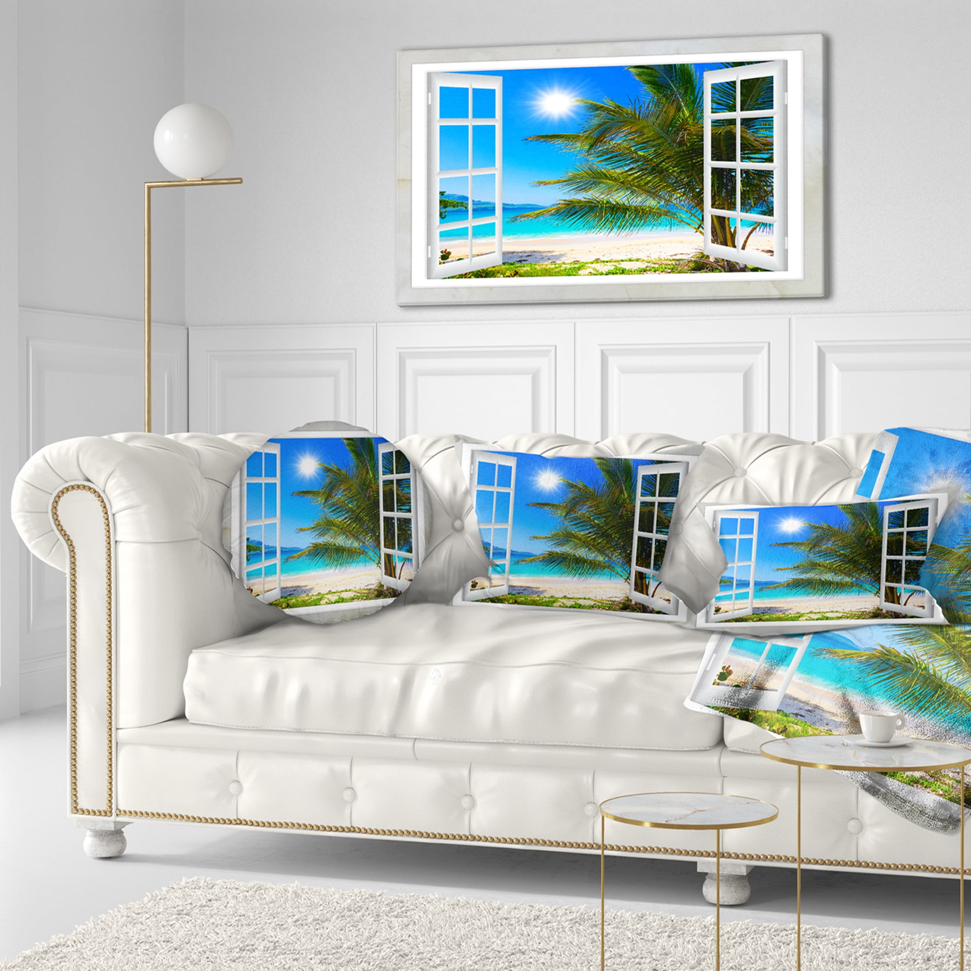Designart 12" x 20" Blue Polyester Throw Pillow