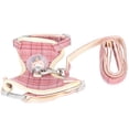 thumbnail image 1 of Arnés de chaleco para gatos antipérdida con correa Correa de chaleco ajustable a prueba de escapes para mascotas para caminar (patrón de cuadros rosados, 1 of 13