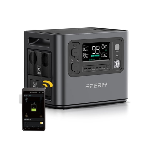 AFERIY P210 2400W Portable Power Station, 2048Wh LiFePO4 Battery Backup with AC & Solar Charging, Quiet Generator for Home Use, Outdoor Camping, RV, Emergency Power Supply
