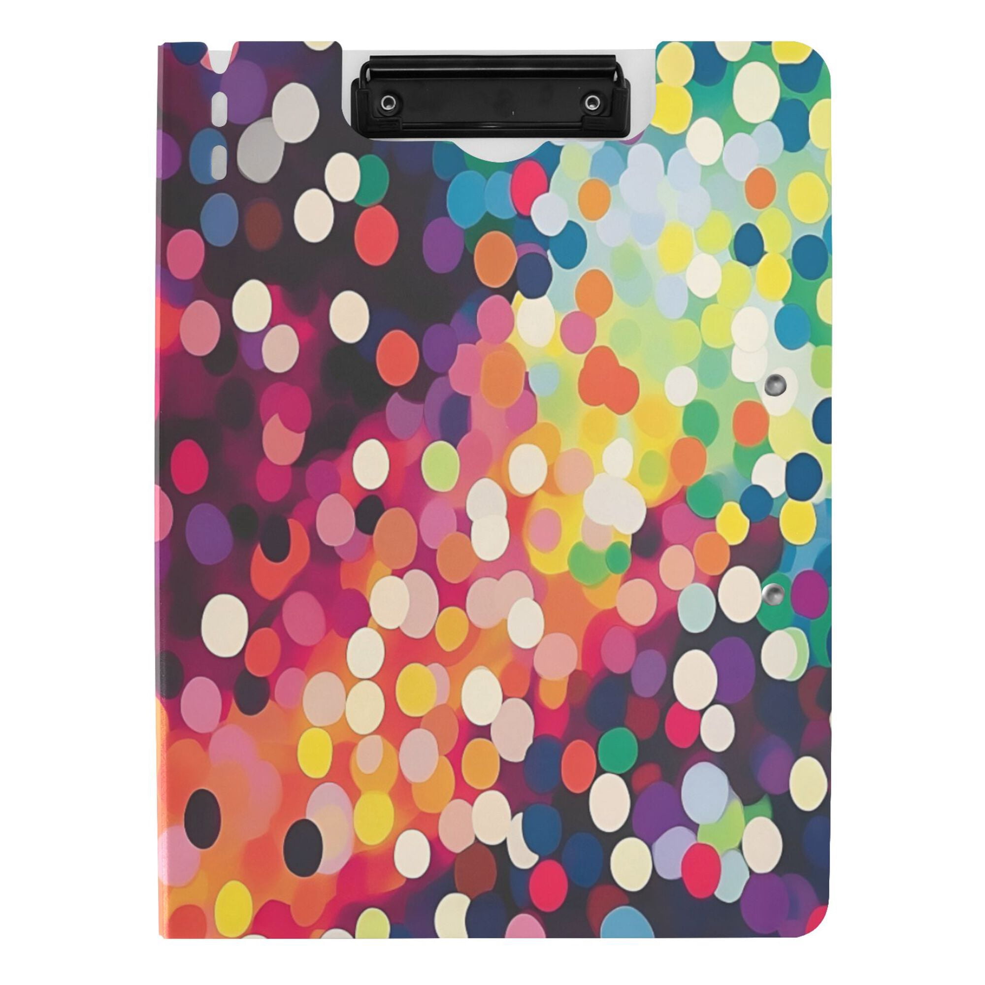 FORMRS A4 Clipboard Folder with Pen Holder Horizontal Foldable School Office Binder, Green Colorful Circles