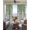 thumbnail image 6 of Spring Plants Blackout Curtains for Bedroom Living Room Darkening Curtains 54 Inch Long Watercolor Leaves Birds Flowers Gray Plaid Short Curtain for Small Window Treatment Grommet Drapes 42"x54"x2, 6 of 9