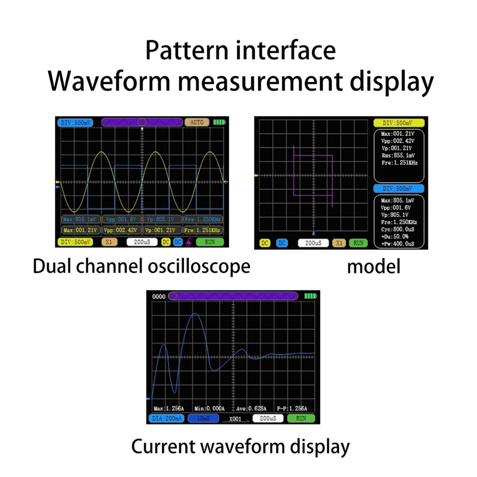 Portable Dual Channel Oscilloscope 50M Sampling Rate 10MSa/S Analog Bandwidth Cellphone Maintenance Digital Current Oscilloscope ,Professional Designed