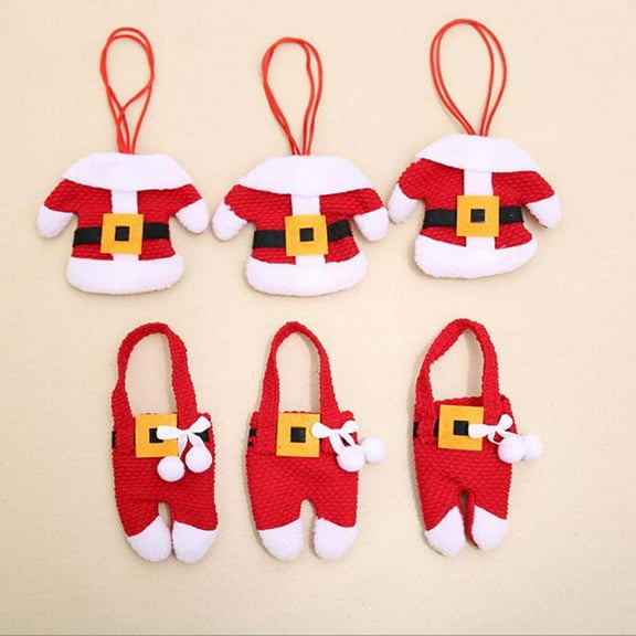 3 Set Christmas Tabletop Decoration Set Christmas Tableware Cover Christmas Clothes Pants Set