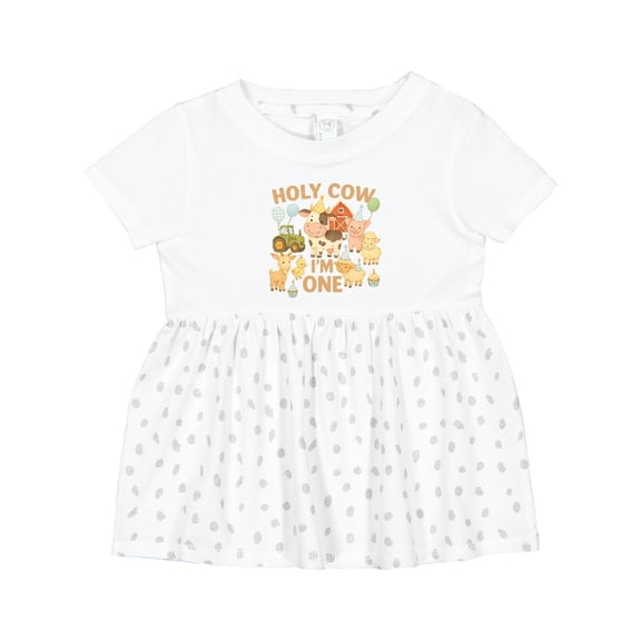 Inktastic Holy Cow I'm One Boy Farm Animal Birthday Girls Baby Dress