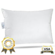 ComfyDown Travel Pillow - 800 Fill Power European Goose Down Pillow for Plane, Car & Home - 100% Hypoallergenic - Egyptian Cotton Cover - MADE IN USA - 12”x16”
