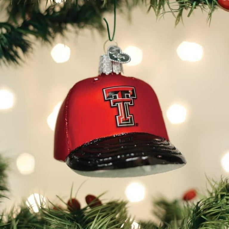 Old World Christmas Oklahoma State Baseball Cap Ornament - Glass Blown Christmas Tree Decoration