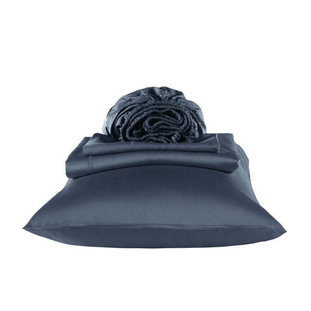 Opulent Ensemble de Draps en Rayonne de Bambou - Lit Simple - Indigo Bleu