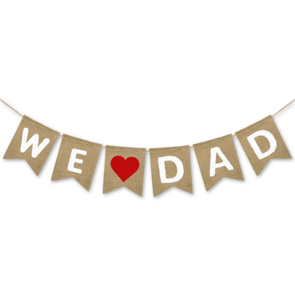 2 Sets Burlap Banner Set Includes We Love Mom/ Dad Banner and Best Mom/ Dad Ever Banner for Mothers Day Fathers Day Photo Props Party Decoration Color Set 2 