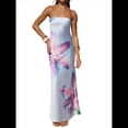 thumbnail image 1 of Vestido Maxi Sin Tirantes Y2k para Mujer, con Estampado Floral, Estilo Bohemio, para Playa, para Salir y Salir Azul M, 1 of 9