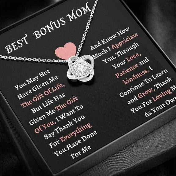 Gonlux To my Bonus Mom Ever Gift Necklace, Surprised gift Step Mom, Message card jewelry, Birthday Gift, Mother's Day Gift for Bonus MOM, Bride