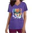 thumbnail image 2 of lcziwo Mardi Gras Scrub Tops for Women 2025 Nursing Uniforms Scrubs with Side Pockets Summer Casual Short Sleeve V Neck Tshirts Dark Blue S 50 Percent off Sales Today, 2 of 6