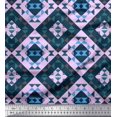 thumbnail image 1 of Soimoi Purple Poly Georgette Fabric Check & Geometric Print Fabric by Yard 42 Inch Wide, 1 of 5