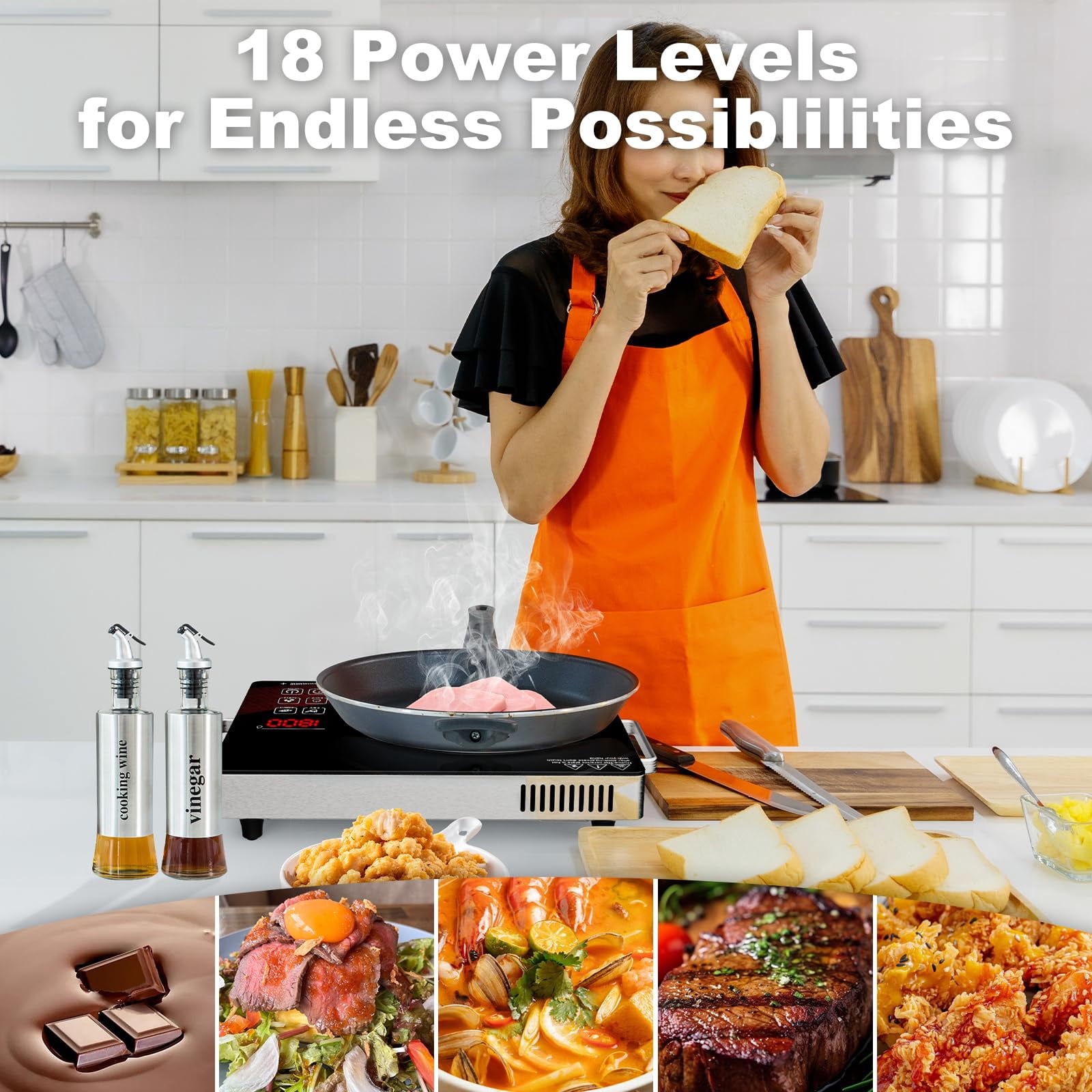 3500W Electric Ceramic Stove Portable Infrared Induction Cooktop Hot Plate Countertop Burner Cooker Furnace with Knob & Touch Control US 110V