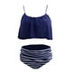 thumbnail image 2 of Bikini vintage de talle alto para mujer, traje de baño push-up azul talla L Blue L, 2 of 9