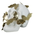 thumbnail image 4 of Boudoir Style French Papillon Gold Patina Butterflies On White Skull Figurine, 4 of 9