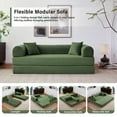 thumbnail image 7 of 5-in-1 Folding Convertible Sofa Bed, 79" Corduroy Floor Couch Futon, Pull-Out Sleeper Loveseat, Modular Boneless Sofa for Living Room & Bedroom, Dark Green, 7 of 7