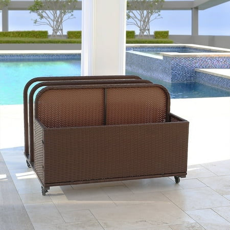 Barton Pool Storage, Pool Toy Storage with PE Rattan Pool Float Organizer For Cushions, Floaties, Noodles, Life Vests, Beach Balls, Patio Furniture