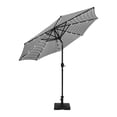 thumbnail image 2 of (2 pack) WestinTrends Cyrus 9 Ft Outdoor Patio Umbrella with Base Include, Solar Powered 32 LED Light Umbrella with Tilt and Crank, 64 lbs Square Concrete Base, Black/White Stripe, 2 of 8