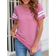 thumbnail image 6 of YouLoveIt Women's Color Block Short Sleeve T Shirt Summer Short Sleeve Tops for Women Round Neck Tunic Tops Casual Tee Tunic Tops Crew Neck Colorblock Shirt, 6 of 7