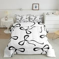 thumbnail image 2 of jejeloiu Chic Bowknot Ribbon Queen Comforter Set,Cute Kawaii Bowtie Bedding Sets,Black Girly Bow Bedding Comforter Set For Girls Teens,Luxury Bedroom Decor Reversible,3-Piece, 2 of 8