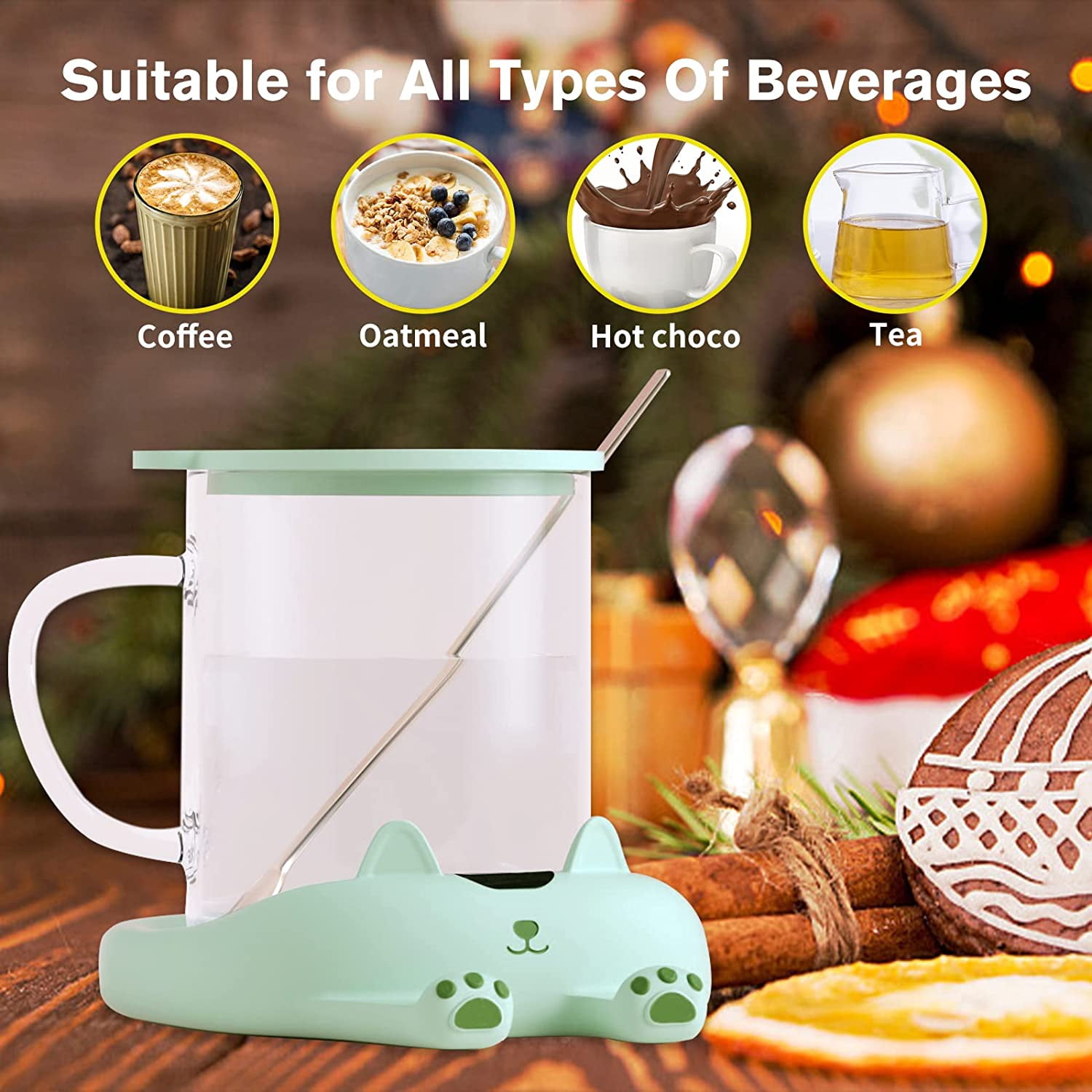 PUSEE Mug Warmer,Coffee Warmer for Desk Coffee Cup Warmer Auto Shut  Off,Smart Candle Warmer with 3 Temp Settings,Electric Beverage Warmer Plate  for Coffee,Cocoa,Tea,Water and Milk