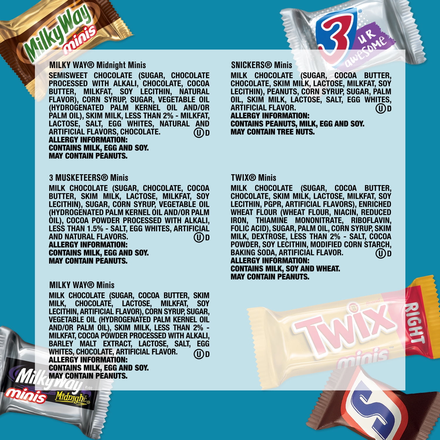 Snickers, Twix, Milky Way & 3 Musketeers Mini Chocolate Candy Bar Assortment - 205 Ct.