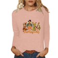 thumbnail image 2 of Fayshow0 New Years Thanksgiving Shirts For Women Women's Fashion Printing Classic Long Sleeve T-shirt Round Neck Tops Long Sleeve Round Neck Tops/Shirt,Pink XXL, 2 of 4
