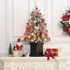 thumbnail image 4 of Qeetex 3ft pre-lit flocked tabletop christmas tree con 78 warm blanca LED lights, battery-operated, potted con berries y timer - 1pcs, 4 of 6