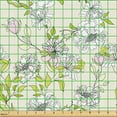 thumbnail image 2 of Ambesonne Flower Fabric by the Yard Upholstery, Romantic Floral Leaves Art, 1 Yard, Yellow Green Eggshell, 2 of 5