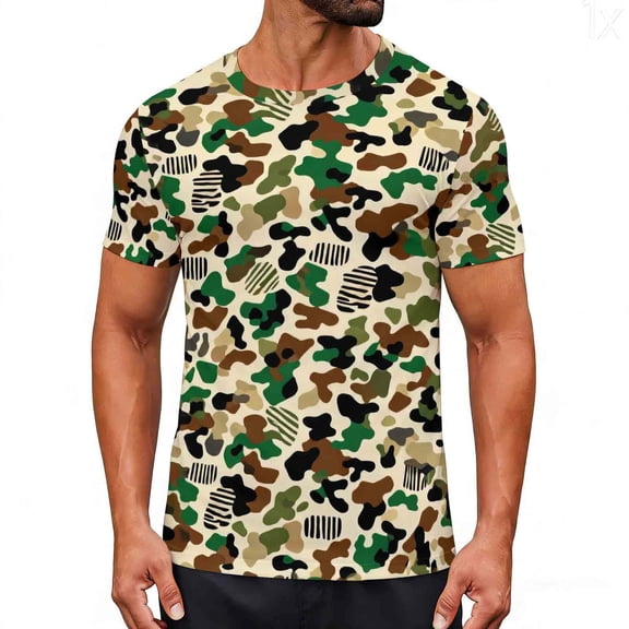 Mens Shirts Big and Tall,Men's Short Sleeve Tee Shirt Camouflage T-Shirt Fashion Camo Color Crewneck Tee Top
