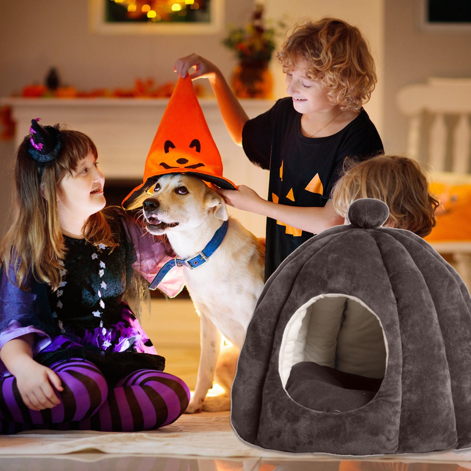 Usloyux Under $5 Extra Large Cat Cave Bed,Large Indoor/Outdoor Gray Cat Bed Cave with Removable Cushion & Non-Slip Base,Suitable for Cats Dogs