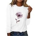 thumbnail image 5 of IROINNID Pink Tops for Women Long Sleeves Shirts Graphic Printed Round Neck Casual Tee Reduced,White, 5 of 5