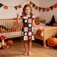 thumbnail image 2 of NIEWTR Toddler Baby Girl Halloween Dress Outfit Little Baby Girl Summer Fall Gingham Palid Dress Cute Pumpkin Embroidery Lace Flying Sleeve A-Line Dress, 2 of 7