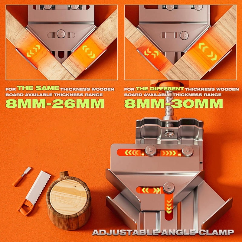 Stainless Steel Right Angle Clamp for Woodworking, Rust& 90 Degree Corner Clamps with Adjustable 4pcs