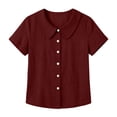 thumbnail image 5 of Asgosdo Womens Tops Short Sleeve Button Down Solid Color Loose Fit Blouses Basic Comfy Going Out Shirts, 5 of 5