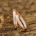 thumbnail image 2 of Dazzlelane 1/4 Cttw Round Cut Simulated Diamond Channel-Set Inside-Outside Hoop Earrings In 14k Rose Gold Plated Gifts For Women (0.23 Cttw) Color D, Clarity VVS1-VVS2, 2 of 4
