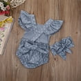 thumbnail image 5 of Douhoow Newborn Girls Polka Dots Romper Baby Fluffy Sleeve Jumpsuit with Bow Headband, 5 of 8