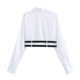 thumbnail image 4 of HH TRAF Blusa corta con cuello vuelto y doble cinturón decorativo para mujer, blusa blanca versátil de manga larga para mujer, 4 of 4