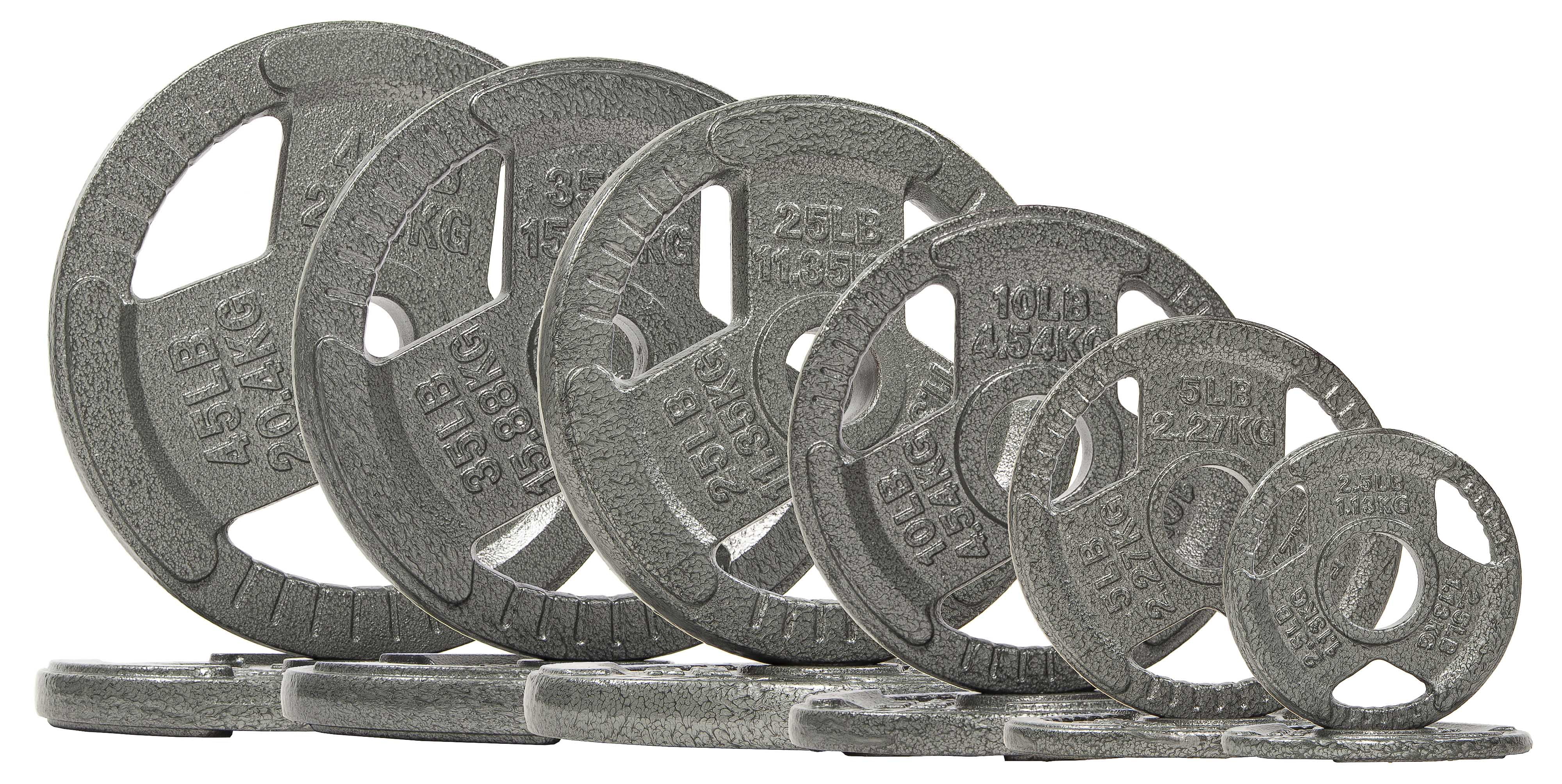 BalanceFrom Tri-Grip Cast Iron Plate Weight Plate for Strength Training, Weightlifting and Crossfit, 2-Inch, 25lbs Pair