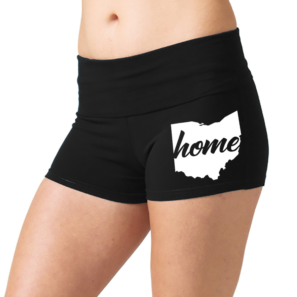 Women's Home Ohio Map V332 Black Yoga Workout Booty Shorts Large -  Walmart.com